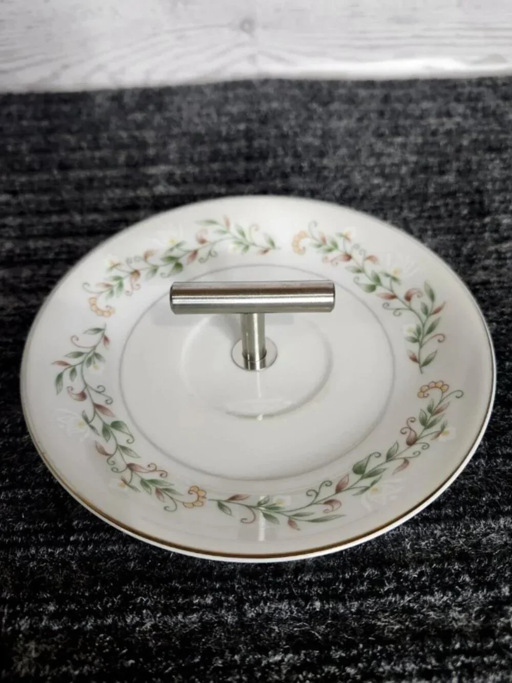 Vintage Brentwood China Ring Dish Cottonwood Floral Saucer Trinket Tray T Bar